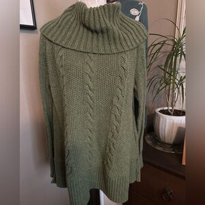 Smartwool Olive Green Cable Knit Women's turtleneck Sweater xl